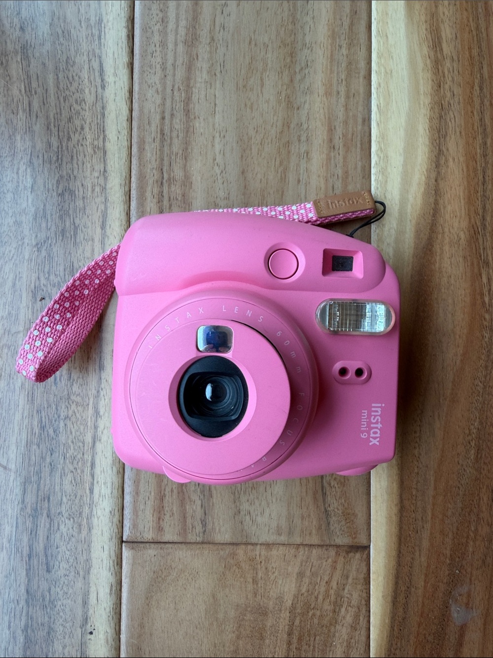 Fujifilm Instax Mini 9 Instant Camera - Hot Pink with Polka Dot Strap